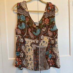 NICOLA Y2K Paisley Crinkle Tank Top Size L